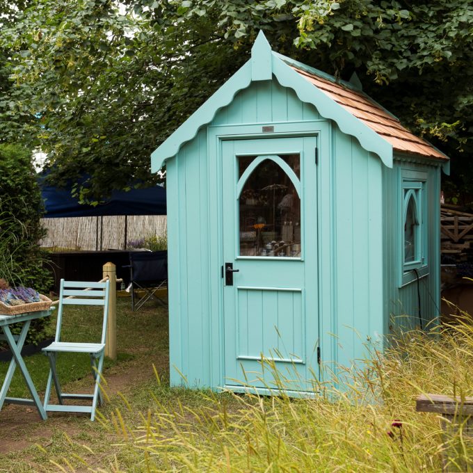 The Gothic shed with cedar roof