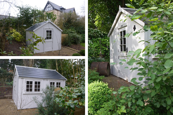 large potting shed with double windows