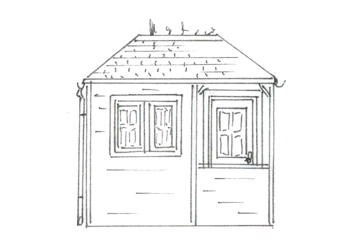 Plan of the shed door and porch aspect